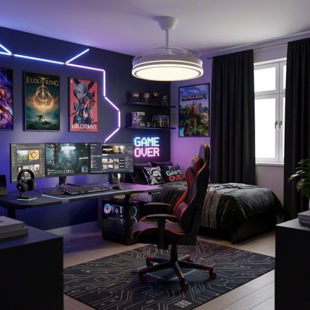 Ventilateur LED à pales rétractables Night Evo M Blanc CCT Dim (60W)