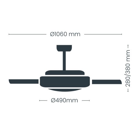 Ventilateur LED à pales rétractables Night Evo M Blanc CCT Dim (60W)