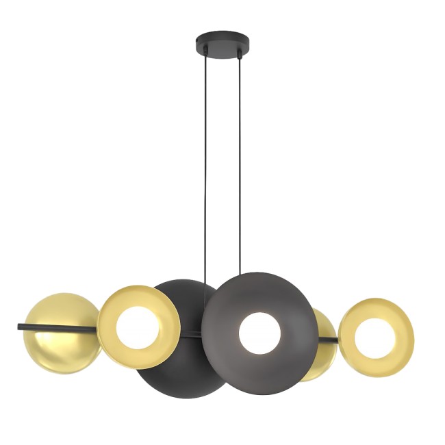 Suspension Cirion noir+doré (6 lumières)