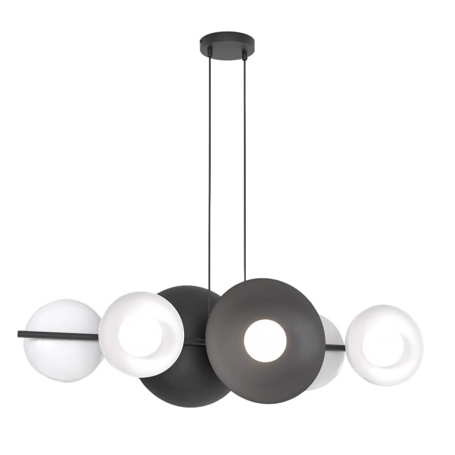 Suspension Cirion noir+blanc (6 lumières)