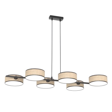 Suspension Troma en rotin+noir (6 lumières)