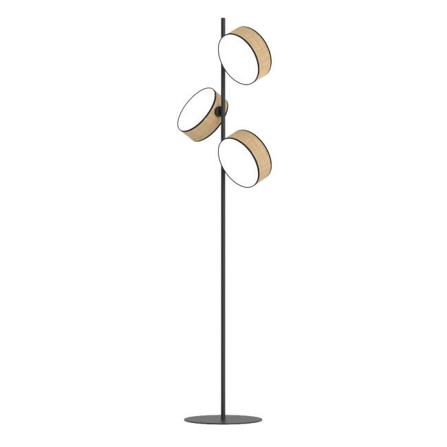 Lampe sur pied Troma ratan+noir (3 lumières)
