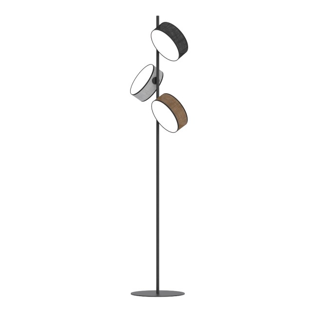 Lampe sur pied Troma noir+marron+gris (3 lumières)
