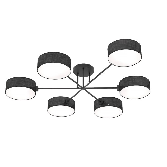 Lampe de plafond Lorix noire (6 lumières)