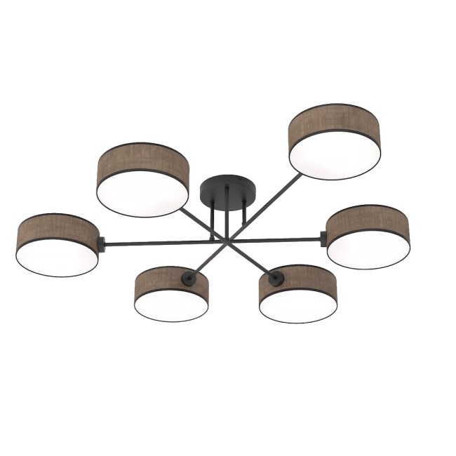 Lampe de plafond Lorix marron+noir (6 lumières)