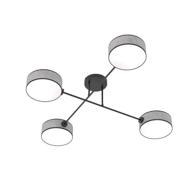 Lampe de plafond Lorix gris+noir (4 lumières)