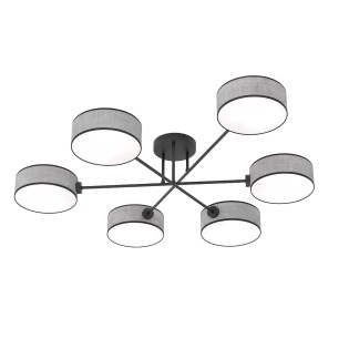 Lampe de plafond Lorix gris+noir (6 lumières)