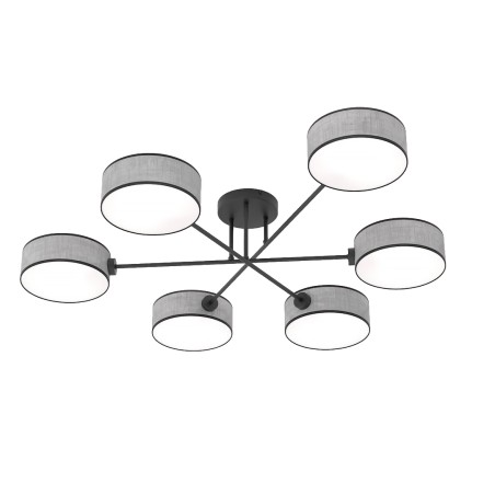 Lampe de plafond Lorix gris+noir (6 lumières)