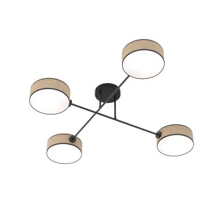 Lampe de plafond Lorix ratan+noir (4 lumières)