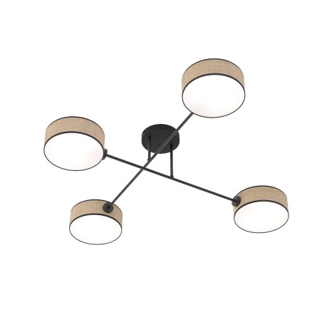 Lampe de plafond Lorix ratan+noir (4 lumières)