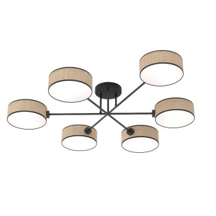 Lampe de plafond Lorix ratan+noir (6 lumières)