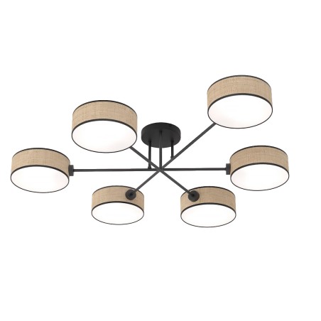 Lampe de plafond Lorix ratan+noir (6 lumières)