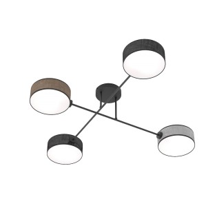 Lampe de plafond Lorix noir+marron+gris (4 lumières)