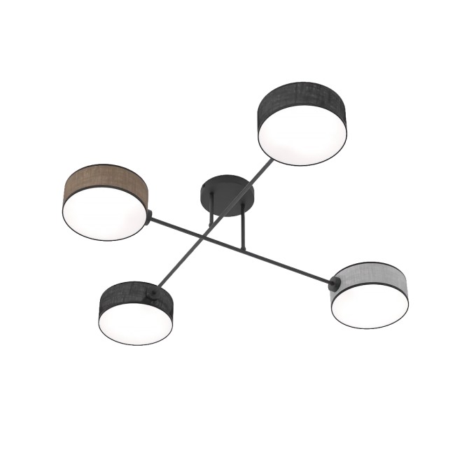 Lampe de plafond Lorix noir+marron+gris (4 lumières)