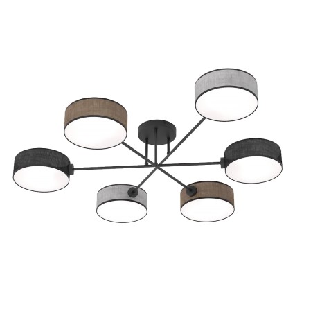 Lampe de plafond Lorix noir+marron+gris (6 lumières)
