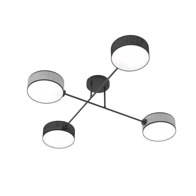 Lampe de plafond Lorix noir+gris (4 lumières)