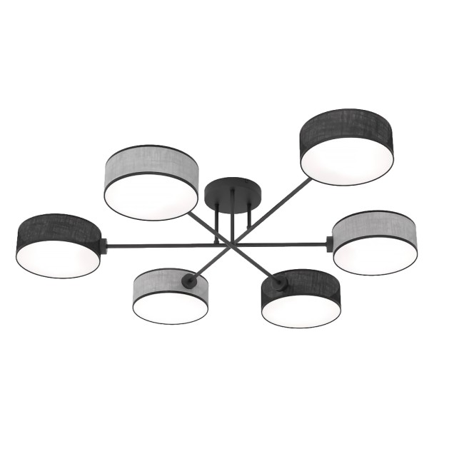 Lampe de plafond Lorix noir+gris (6 lumières)