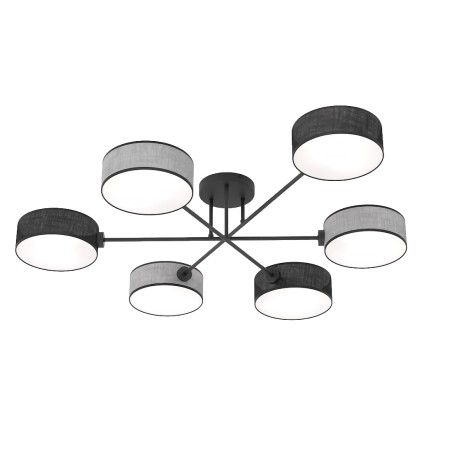 Lampe de plafond Lorix noir+gris (6 lumières)