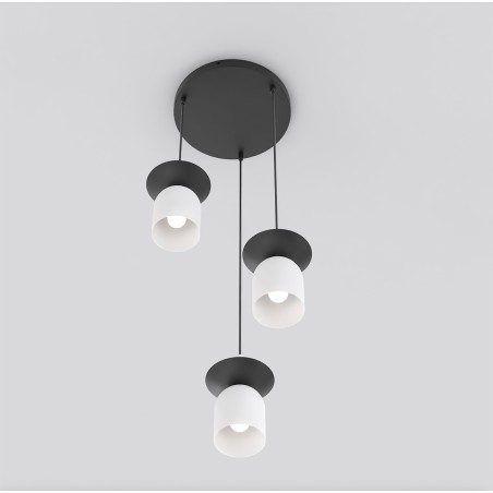 Suspension Lorenza II blanc+noir (3 lumières)