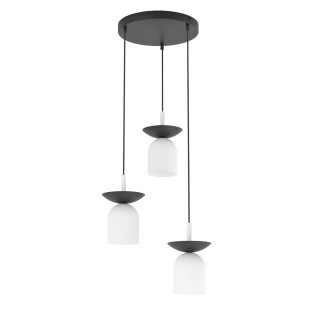 Suspension Lorenza II blanc+noir (3 lumières)