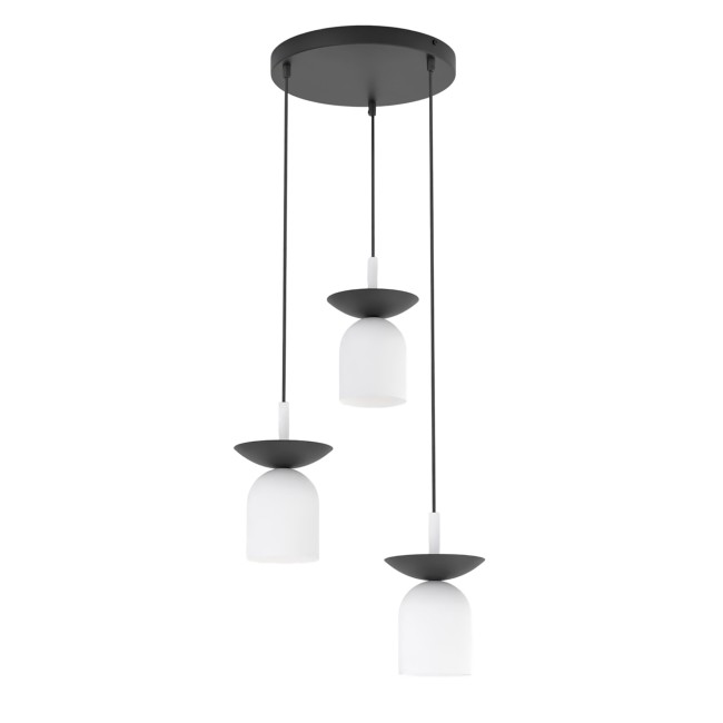 Suspension Lorenza II blanc+noir (3 lumières)
