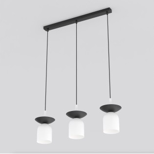 Suspension Lorenza blanc+noir (3 lumières)