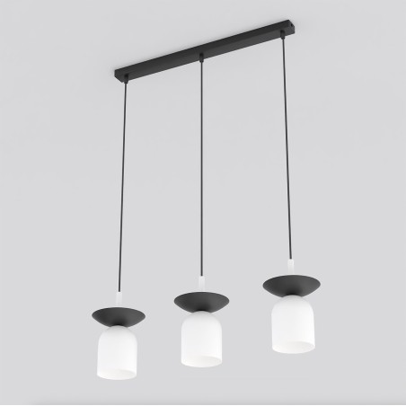 Suspension Lorenza blanc+noir (3 lumières)