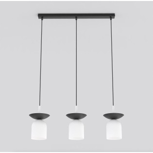 Suspension Lorenza blanc+noir (3 lumières)