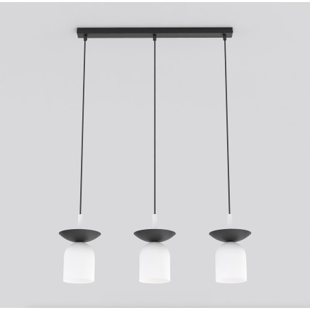 Suspension Lorenza blanc+noir (3 lumières)