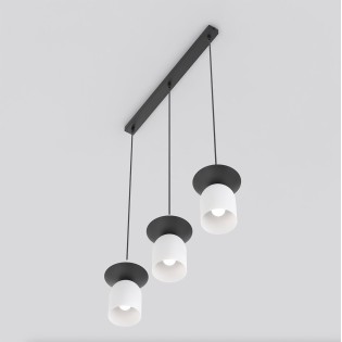 Suspension Lorenza blanc+noir (3 lumières)
