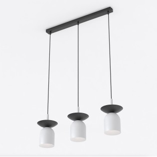 Suspension Lorenza gris+noir (3 lumières)