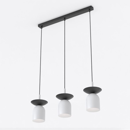 Suspension Lorenza gris+noir (3 lumières)
