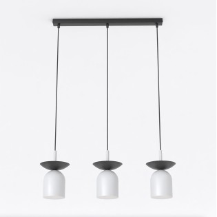 Suspension Lorenza gris+noir (3 lumières)