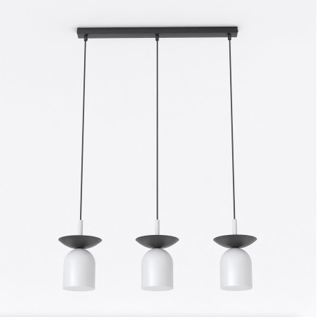 Suspension Lorenza gris+noir (3 lumières)