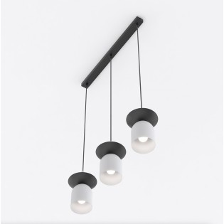 Suspension Lorenza gris+noir (3 lumières)