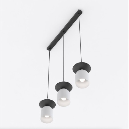 Suspension Lorenza gris+noir (3 lumières)