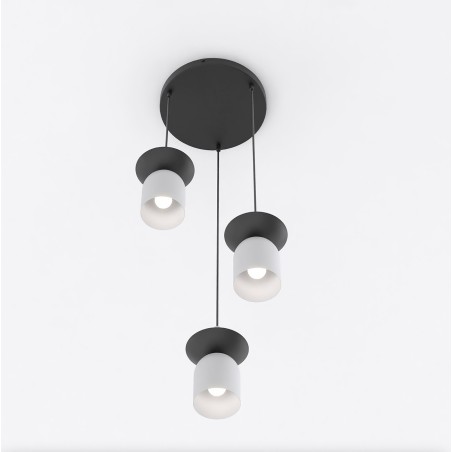 Suspension Lorenza II gris+noir (3 lumières)
