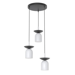 Suspension Lorenza II gris+noir (3 lumières)