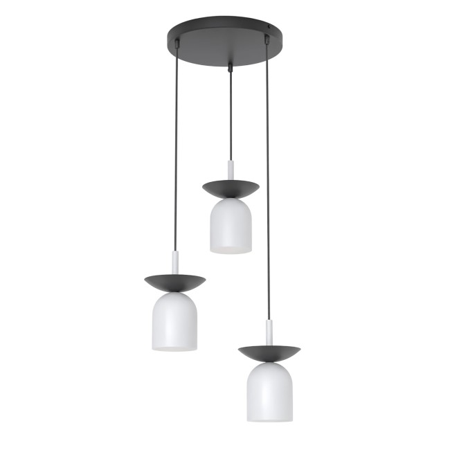 Suspension Lorenza II gris+noir (3 lumières)