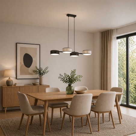 Suspension Troma noir+gris (4 lumières)