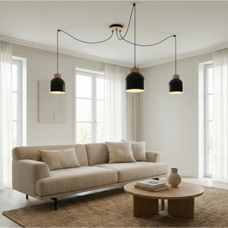 Suspension Prut Noir (3 lumières)