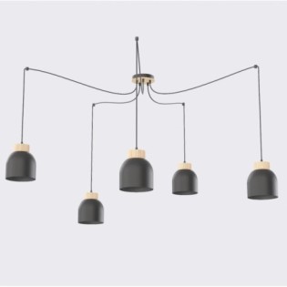 Suspension Prut Noir (5 lumières)