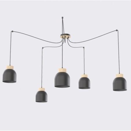 Suspension Prut Noir (5 lumières)