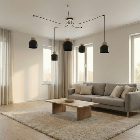 Suspension Prut Noir (5 lumières)