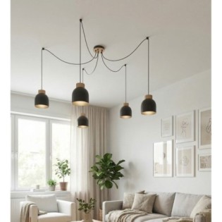 Suspension Prut Noir (5 lumières)