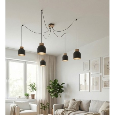 Suspension Prut Noir (5 lumières)