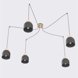 Suspension Prut Noir (5 lumières)