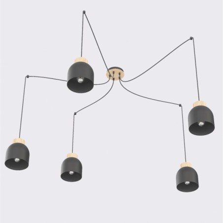 Suspension Prut Noir (5 lumières)
