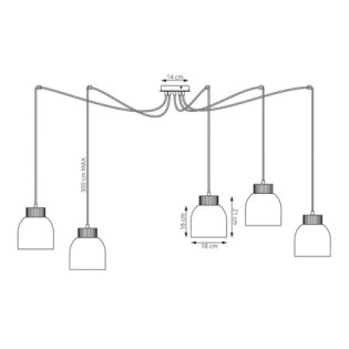 Suspension Prut Noir (5 lumières)
