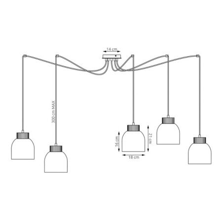 Suspension Prut Noir (5 lumières)